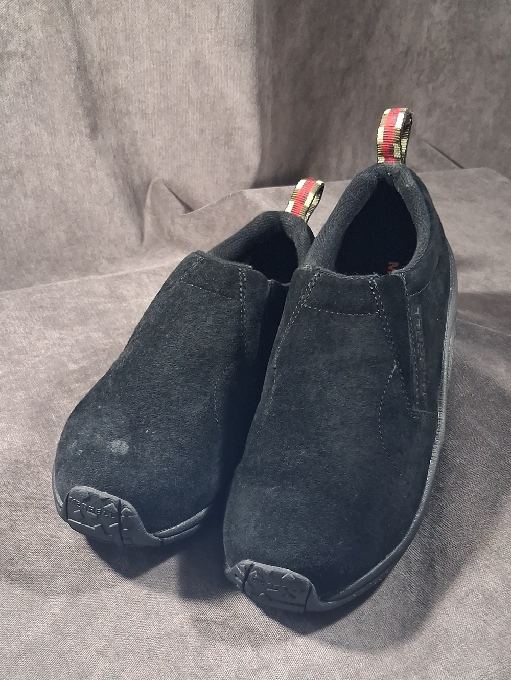 Merrell Jungle Moc Black Suede Slip On Shoes G US 9